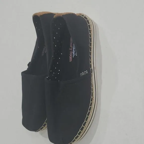 Skechers BOBS breeze memory foam platform espadrilles black size 8.5
