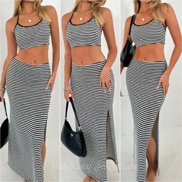 Sleek Lines Halter &amp; Skirt Set