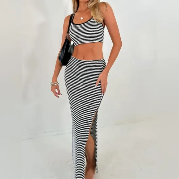 Sleek Lines Halter &amp; Skirt Set