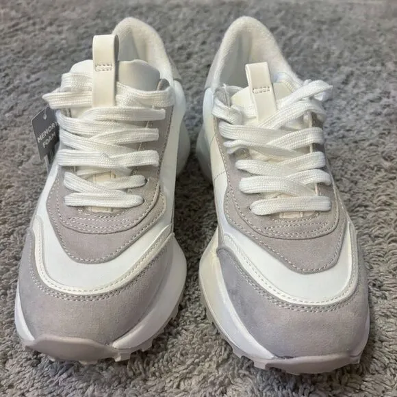 SM New York Liv Chunky White Tan Sneakers Size 7.5 Trendy Platform Steve Madden