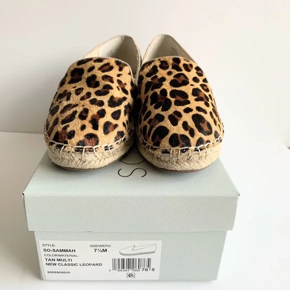 SOLE SOCIETY Sammah Espadrille Loafer Leopard Calf Hair Size 7 1/2 M