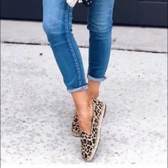 SOLE SOCIETY Sammah Espadrille Loafer Leopard Calf Hair Size 7 1/2 M