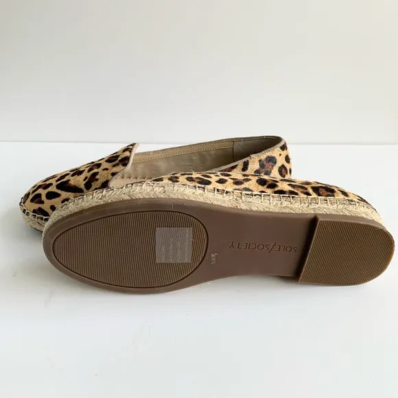 SOLE SOCIETY Sammah Espadrille Loafer Leopard Calf Hair Size 7 1/2 M
