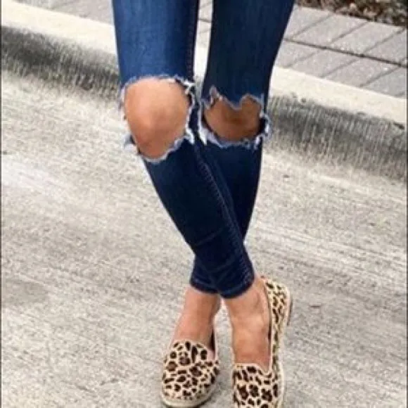 SOLE SOCIETY Sammah Espadrille Loafer Leopard Calf Hair Size 7 1/2 M