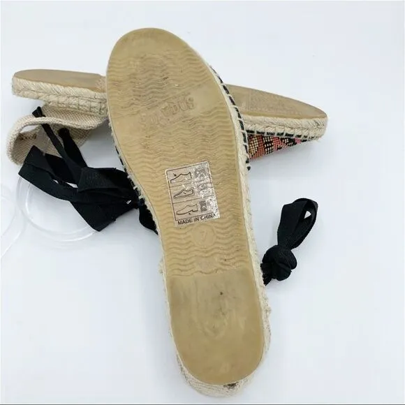 Soludos Colorful Low Heel Lace Up Espadrilles Sz 7I