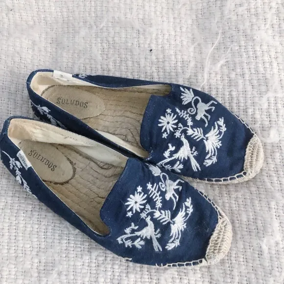 Soludos embroidered platform espadrilles Otomi Navy