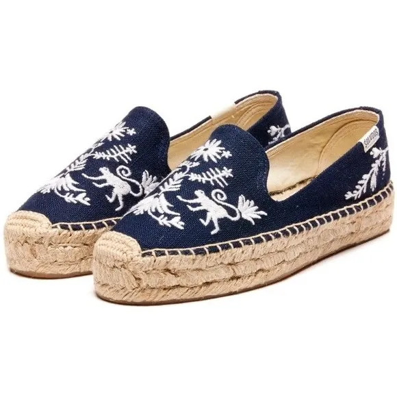 Soludos embroidered platform espadrilles Otomi Navy