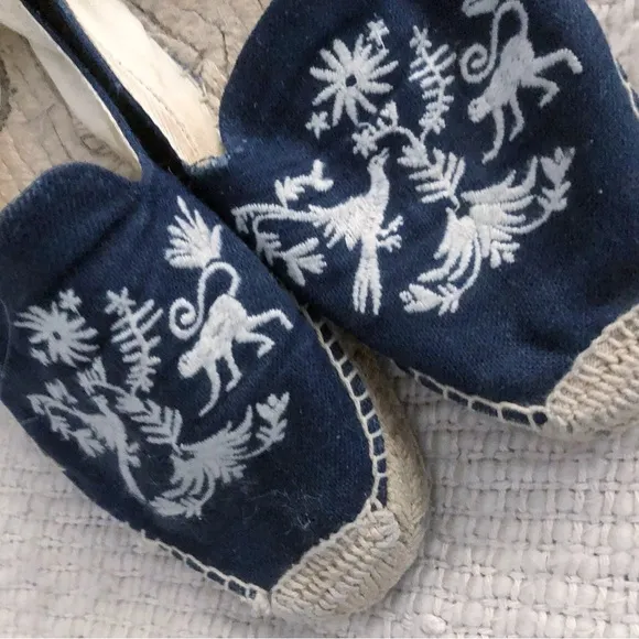 Soludos embroidered platform espadrilles Otomi Navy