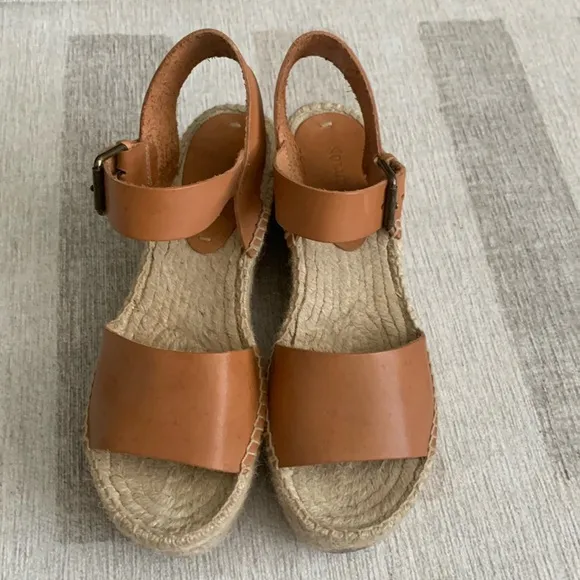 Soludos High Platform Nude Leather Espadrilles 8
