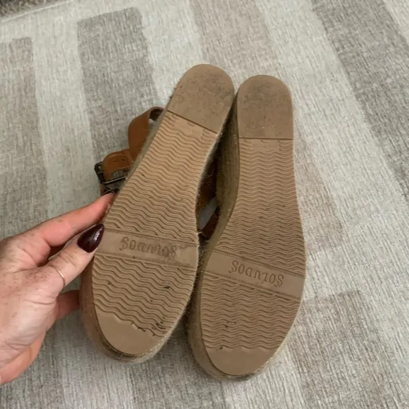 Soludos High Platform Nude Leather Espadrilles 8