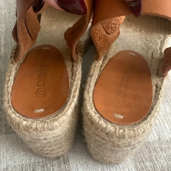 Soludos High Platform Nude Leather Espadrilles 8