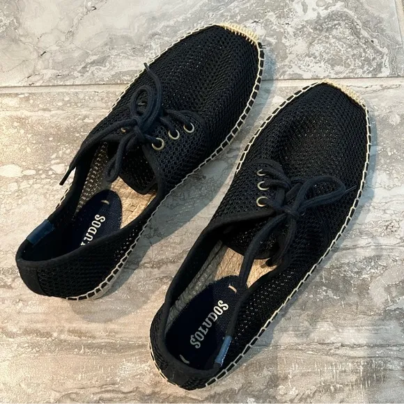 Soludos Lace-Up Espadrilles Sneakers, Black Size 8M New w/o Box