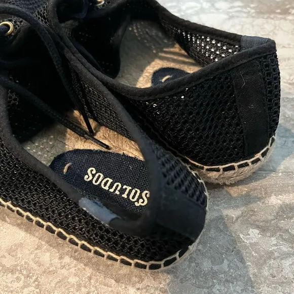 Soludos Lace-Up Espadrilles Sneakers, Black Size 8M New w/o Box