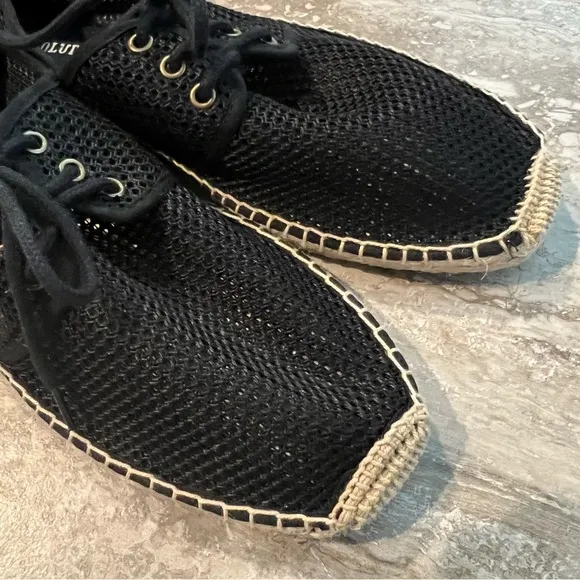 Soludos Lace-Up Espadrilles Sneakers, Black Size 8M New w/o Box