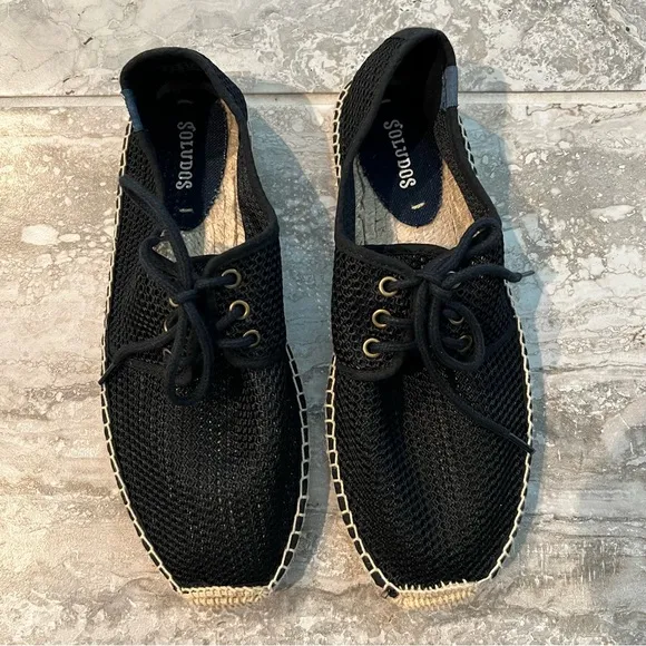 Soludos Lace-Up Espadrilles Sneakers, Black Size 8M New w/o Box