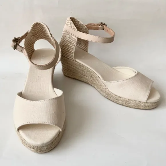 Soludos Womens Open-Toe Midwedge Blush Beige Espadrilles Ankle Strap Sandals 8.5