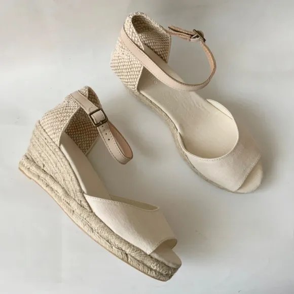 Soludos Womens Open-Toe Midwedge Blush Beige Espadrilles Ankle Strap Sandals 8.5