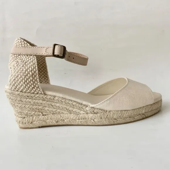 Soludos Womens Open-Toe Midwedge Blush Beige Espadrilles Ankle Strap Sandals 8.5