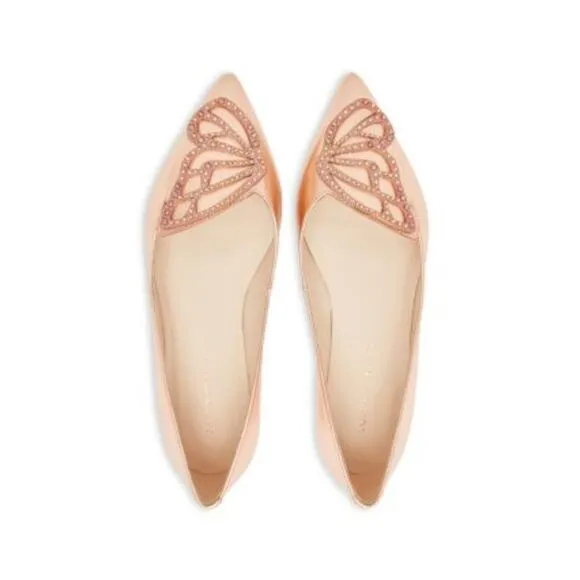 SOPHIA WEBSTER Womens Pink Butterfly Toe Slip On Leather Ballet Flats 36.5