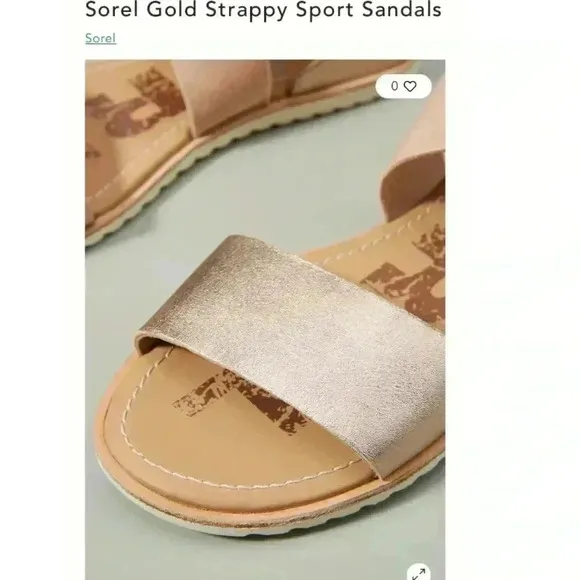Sorel Anthropologie Ella ll Cross Strap Sandals Casual Sporty Neutral Gold EUC