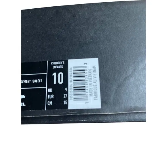 Sorel Childrens Flurry Insulated Winter Boots Size 10 Black Nylon Rubber