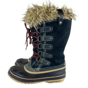 Sorel Joan Arctic Womens Sz 7 Black Suede Leather Tall Winter Snow Boots