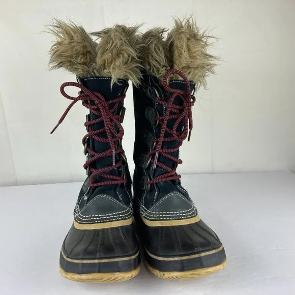 Sorel Joan Arctic Womens Sz 7 Black Suede Leather Tall Winter Snow Boots