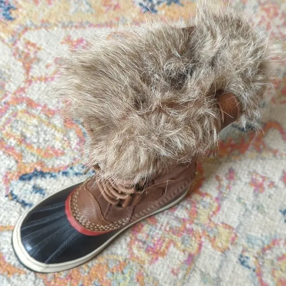 Sorel Joan Of Arctic Waterproof Suede Leather Faux Fur Trim Rubber Snow Boots 8