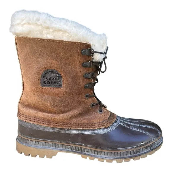Sorel Kaufman Crusader Men's Size 12 Brown Suede Canada Winter Boots Made in USA