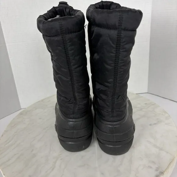 Sorel Snow Boots Youth Unisex Black Fleece Lined Ski Snow Outdoor Warm Size 2