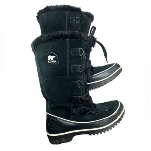 Sorel Tivoli High Boots Black Winter Snow Waterproof Leather Fur Lined Womens 7