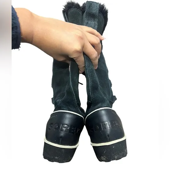 Sorel Tivoli High Boots Black Winter Snow Waterproof Leather Fur Lined Womens 7