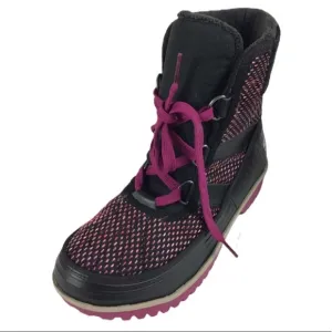 SOREL Tivoli II Black &amp; Pink Winter Snow Boots Size 9