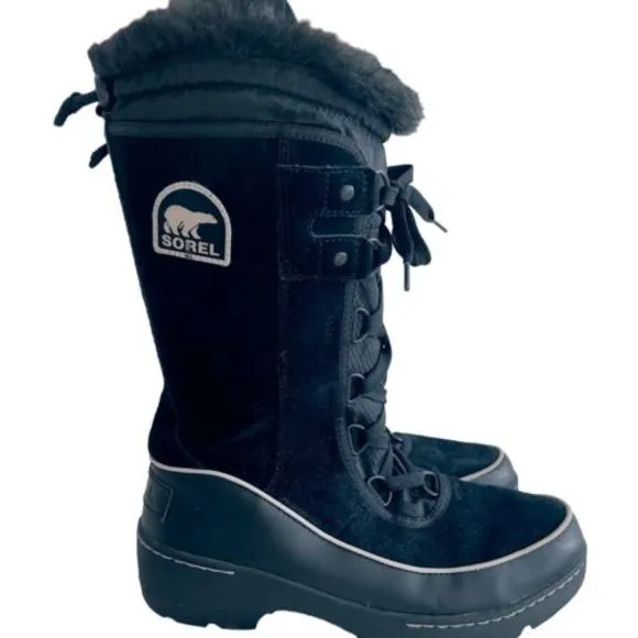Sorel Tivoli III High Black Suede Leather Waterproof Snow Boots — SZ 9‎