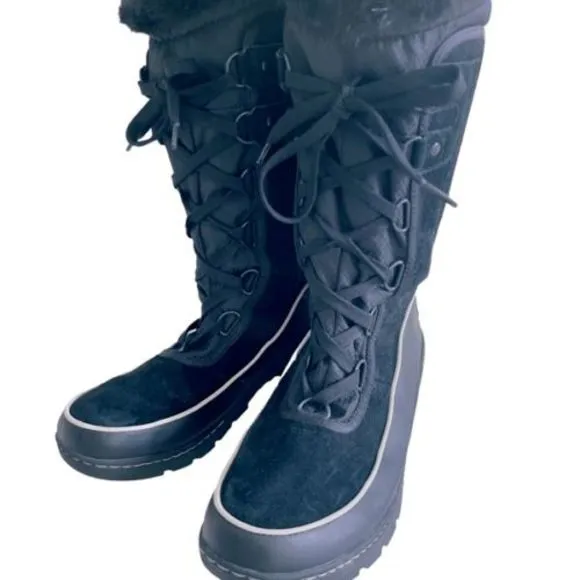 Sorel Tivoli III High Black Suede Leather Waterproof Snow Boots — SZ 9‎