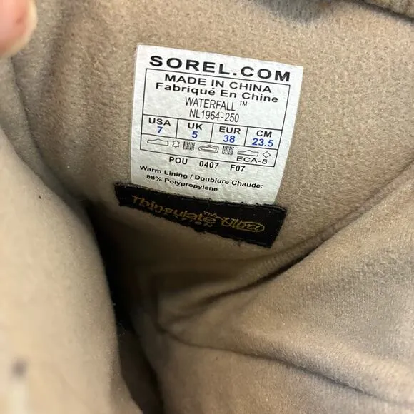 SOREL waterfall suede Snow winter boots women's size 7 EU 38