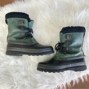 Sorel | Womens Forest Green Alpine Winter Snow Boots Leather Lace-Up Duck Rubber