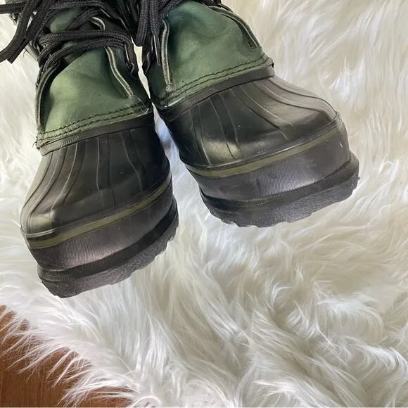 Sorel | Womens Forest Green Alpine Winter Snow Boots Leather Lace-Up Duck Rubber