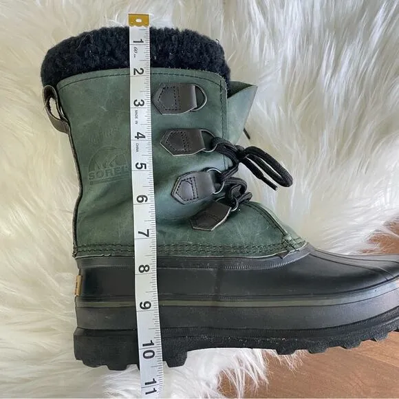 Sorel | Womens Forest Green Alpine Winter Snow Boots Leather Lace-Up Duck Rubber