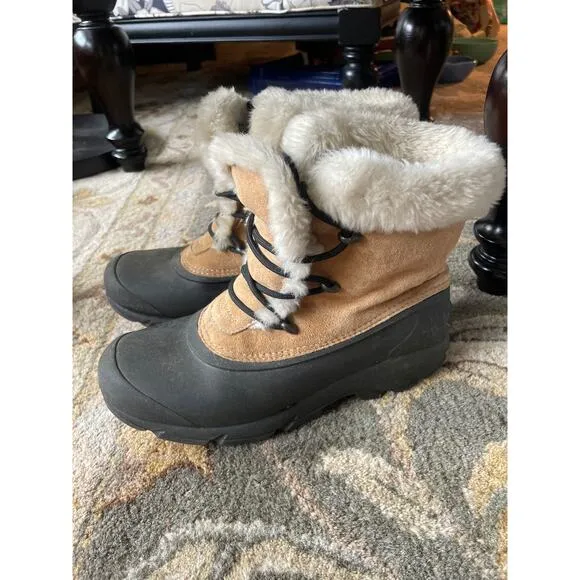 Sorel, Women's Size 10.5 M, Snow Angel Boots, Tan Suede &amp; Black Rubber Sole, EUC
