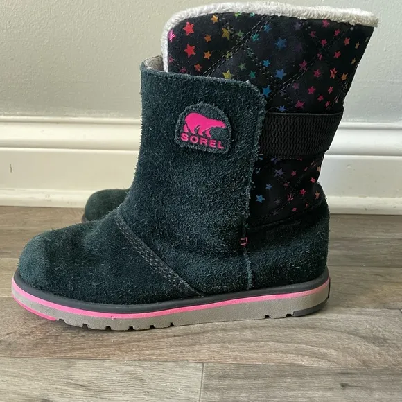 Sorel Youth's Rylee Faux Fur-Lined Waterproof Suede Star Pattern Boots Size 4