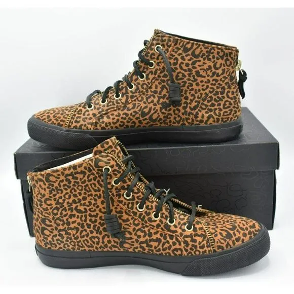 Sperry Womens Size 9.5 Top Sider Rebecca Minkoff High Top Leopard Print Sneakers