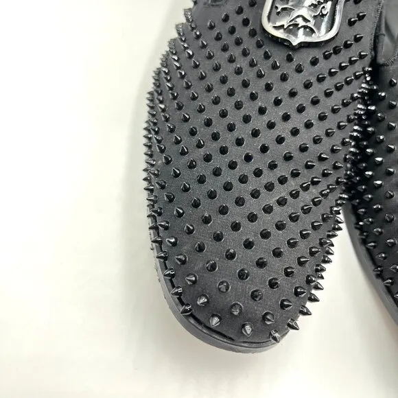 Stacy Adams Mens 10.5 Black Studded Spike Loafers Dress Shoes