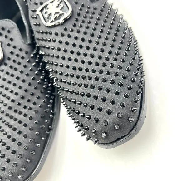 Stacy Adams Mens 10.5 Black Studded Spike Loafers Dress Shoes