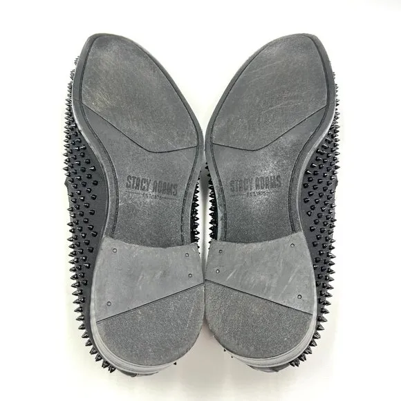 Stacy Adams Mens 10.5 Black Studded Spike Loafers Dress Shoes