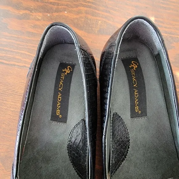 Stacy Adam's men's snake skin black loafers Sz 10 1 1/2.