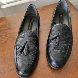 Stacy Adam's men's snake skin black loafers Sz 10 1 1/2.