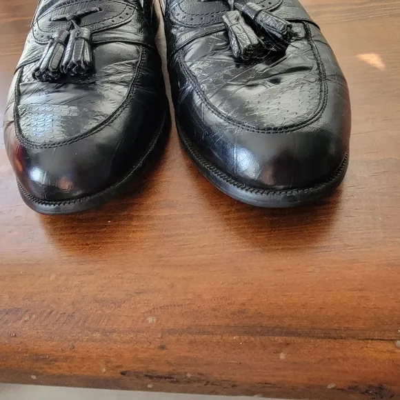 Stacy Adam's men's snake skin black loafers Sz 10 1 1/2.