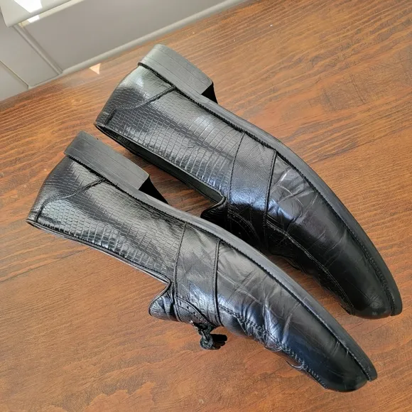 Stacy Adam's men's snake skin black loafers Sz 10 1 1/2.