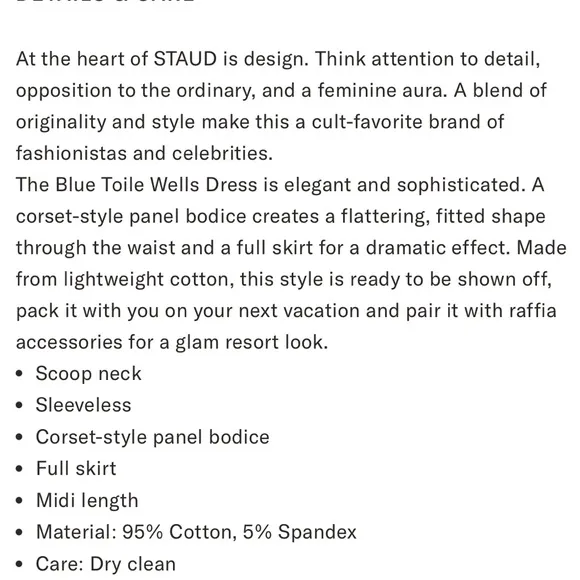STAUD Wells poplin midi dress in China blue toile size 4